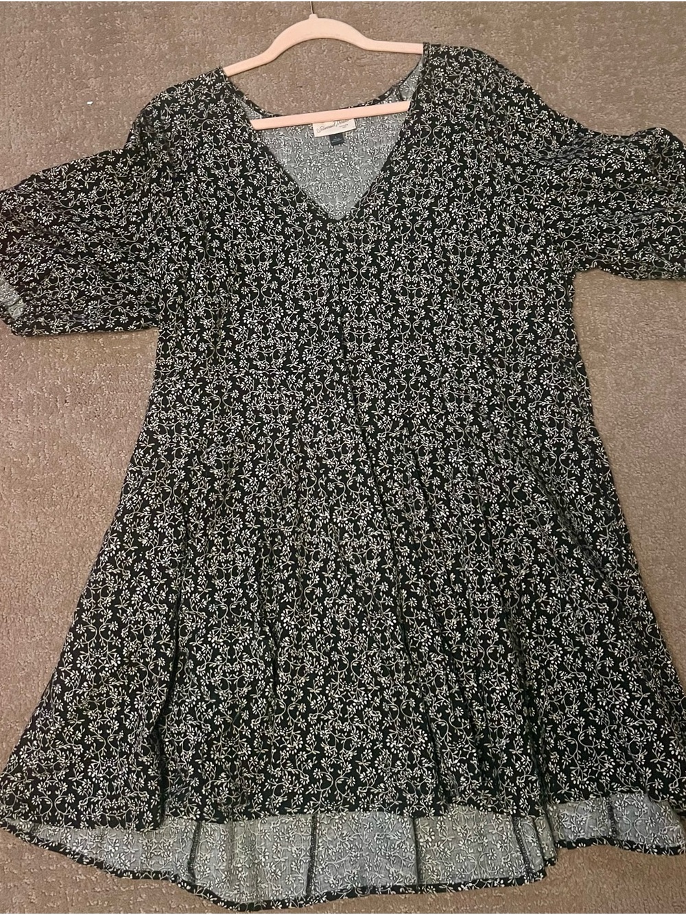 Universal Thread Black Dress with White Floral Pattern